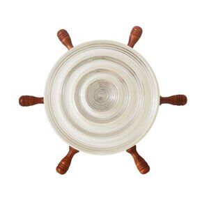 1940's Retro Nautical Flush Mount Ceiling Light Nautical Ship's Wheel Glass Shad